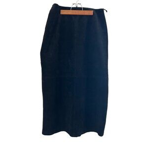Vintage Y2K Coldwater Creek Suede Leather Black Maxi Skirt Large